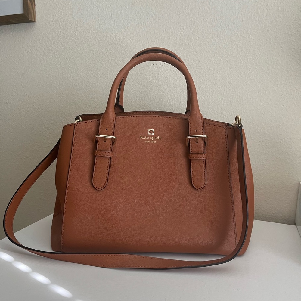 Kate Spade Charlotte Street Sloane Warm Cognac Leather Crossbody Satchel Bag